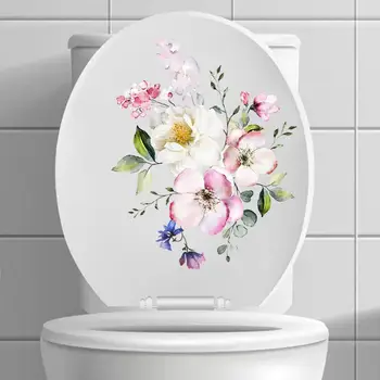Ručne maľované Kvetinový Tlač Wc Nálepky Nepremokavé, Kvetina Tému Wc Veko Nálepka s Silná Lepivosť pre Toalety